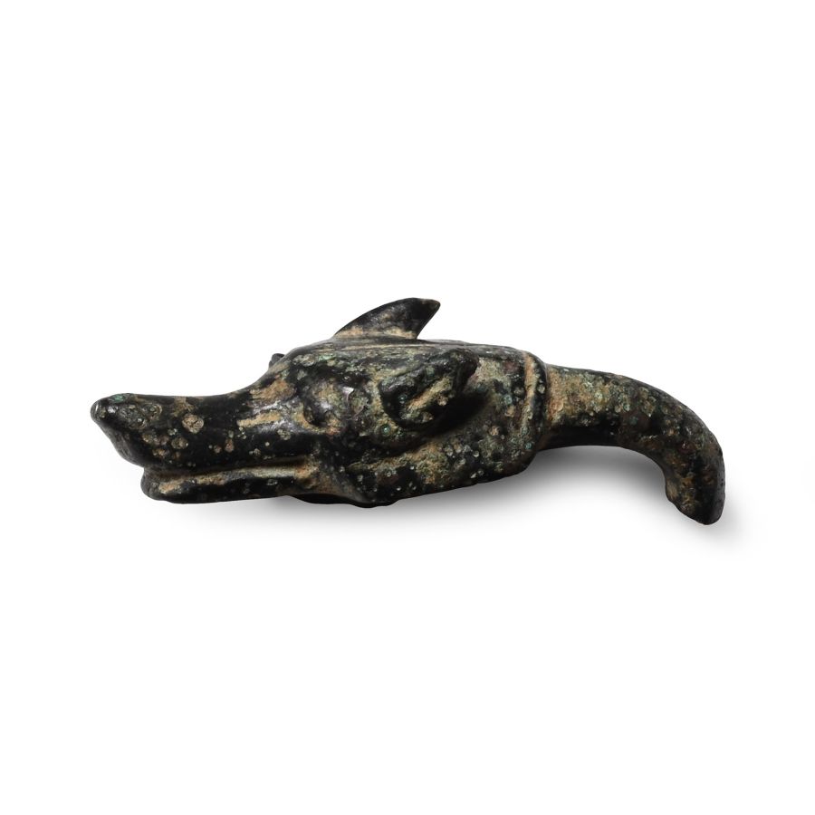 Roman Bronze Dog Finial