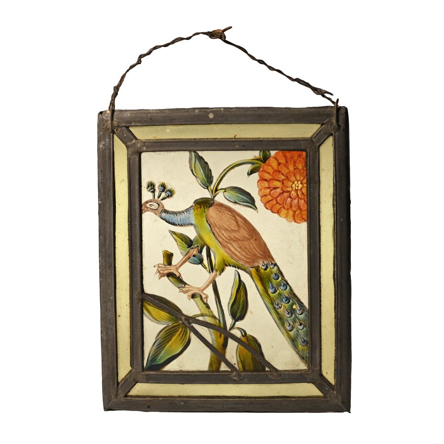 Stained Glass Panel with a Peacock