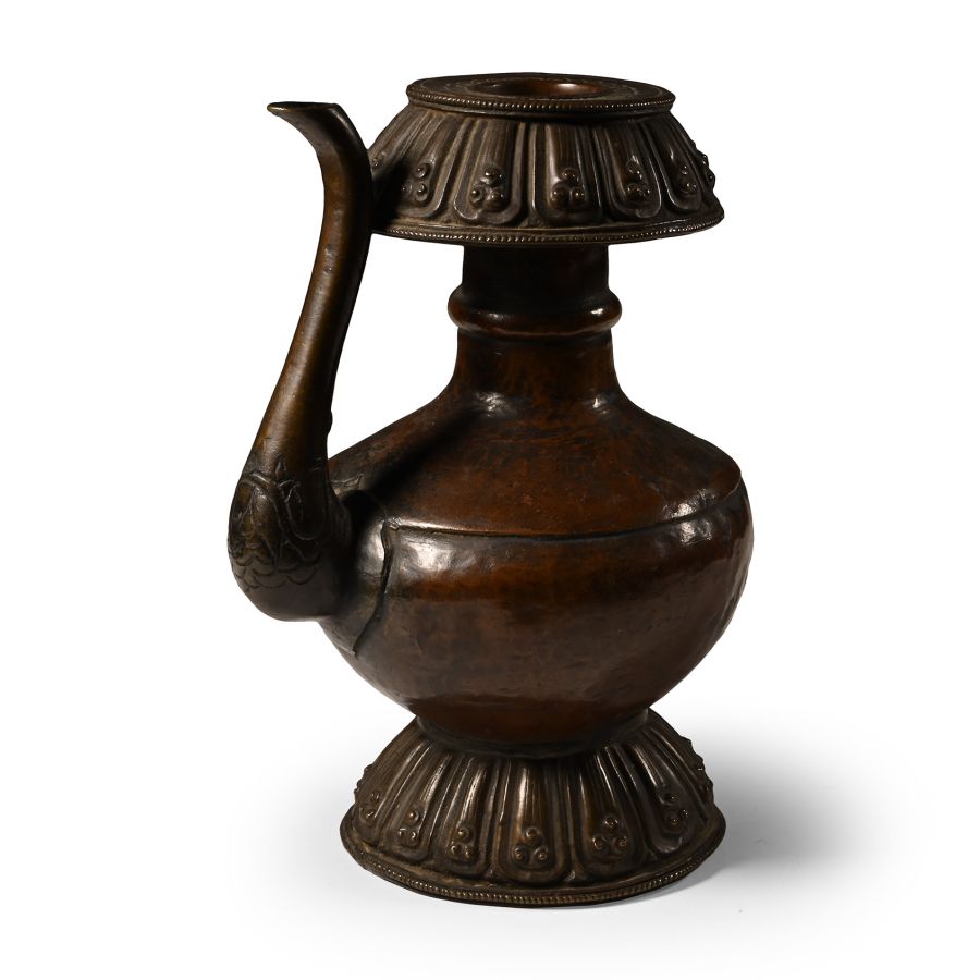 South East Asian Tibetan Style Bronzed Copper Spouted Vessel