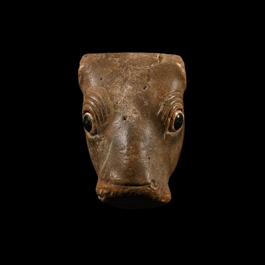 Sumerian Limestone Bull Head Protome