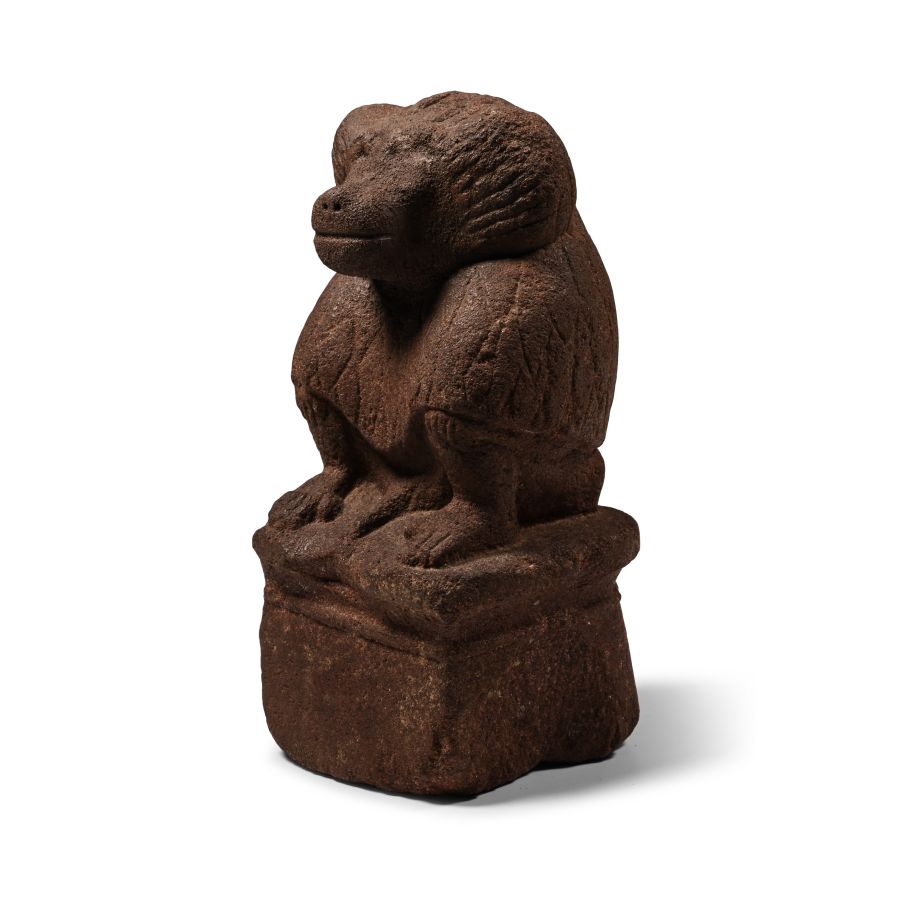 Egyptian Brown Quartzite Baboon Animal Figurine