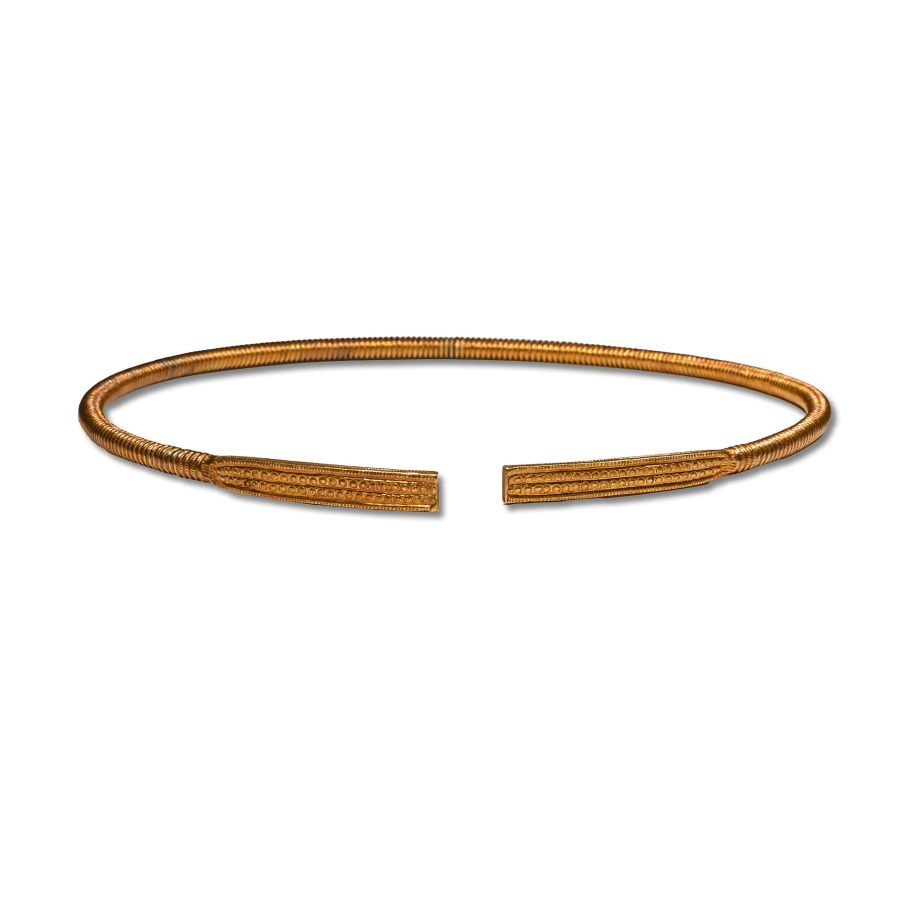 Scythian Gold Clad Ribbed Torc with Decorated Terminals