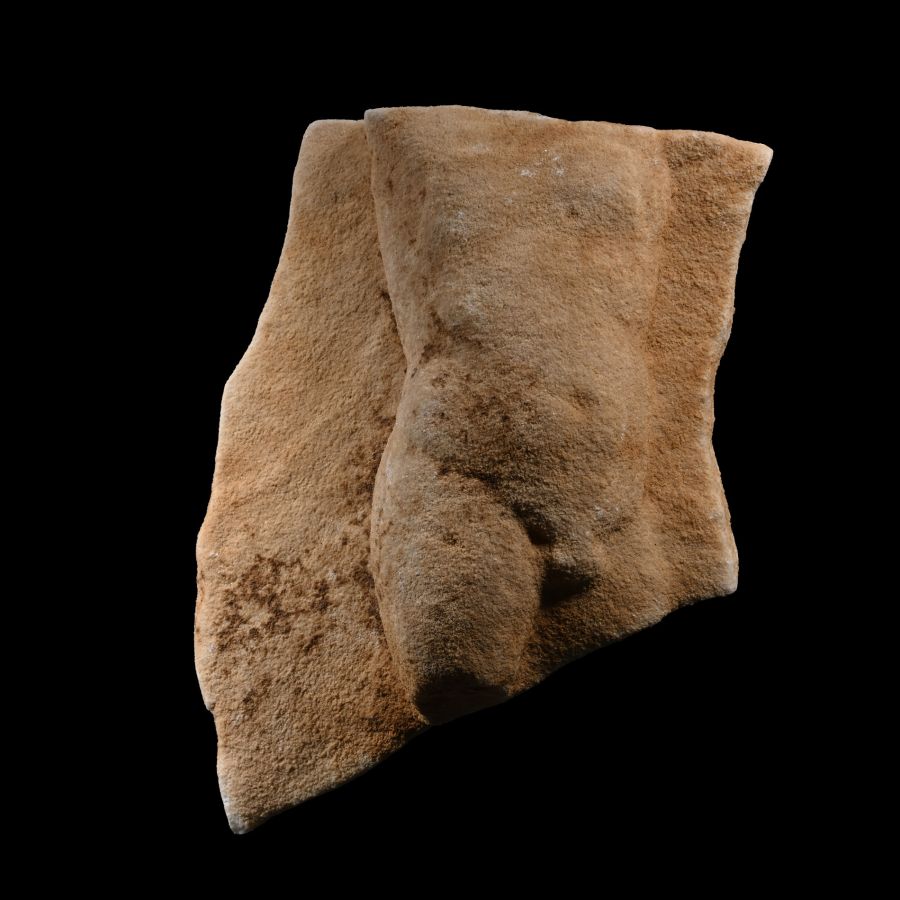 Roman Marble Relief Fragment with Nude Male