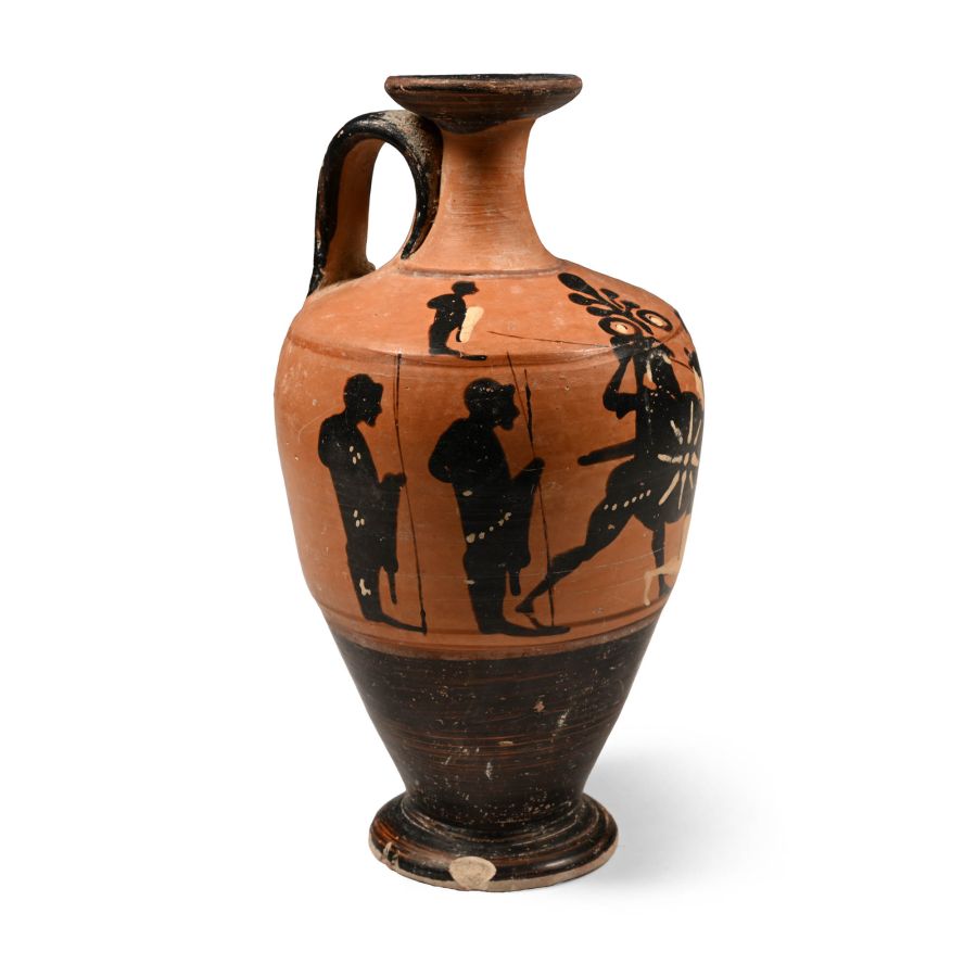 Greek Attic Terracotta Lekythos with Battle Scene