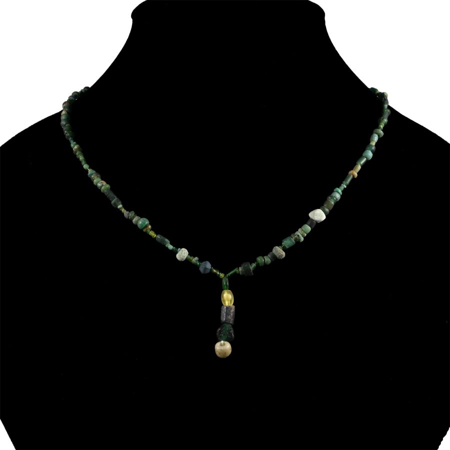 Roman Green Glass Bead Necklace String