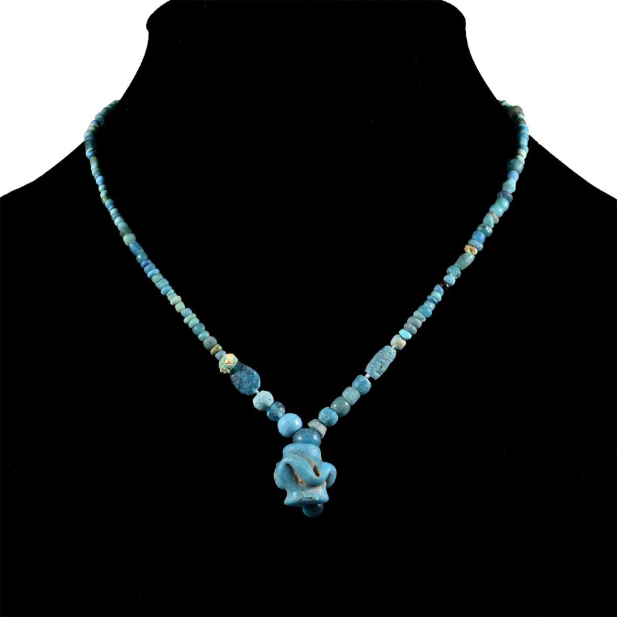 Achaemenid Turquoise Blue Glass Bead Necklace String