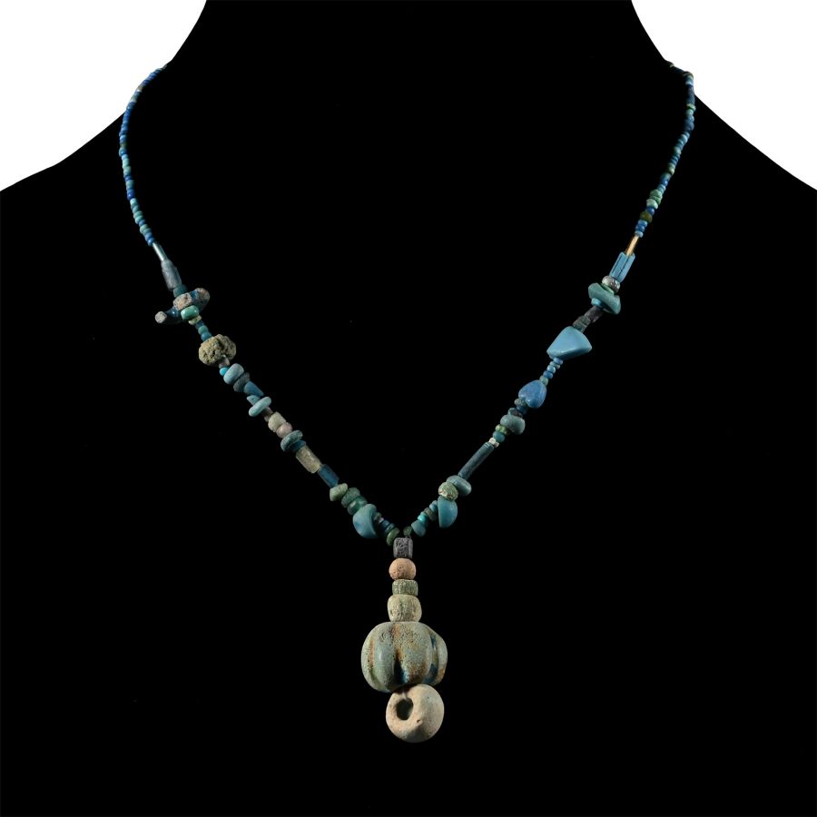 Achaemenid Turquoise Blue Glass Bead Necklace String