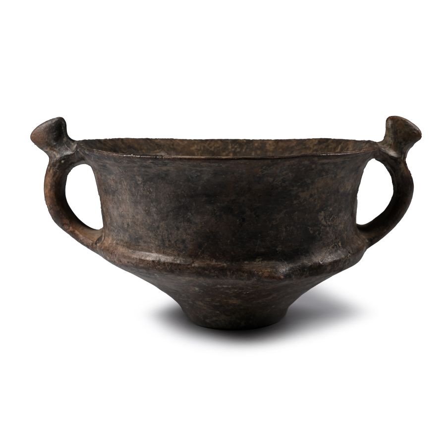 Villanovan Terracotta Impasto Kylix with Zoomorphic Finials