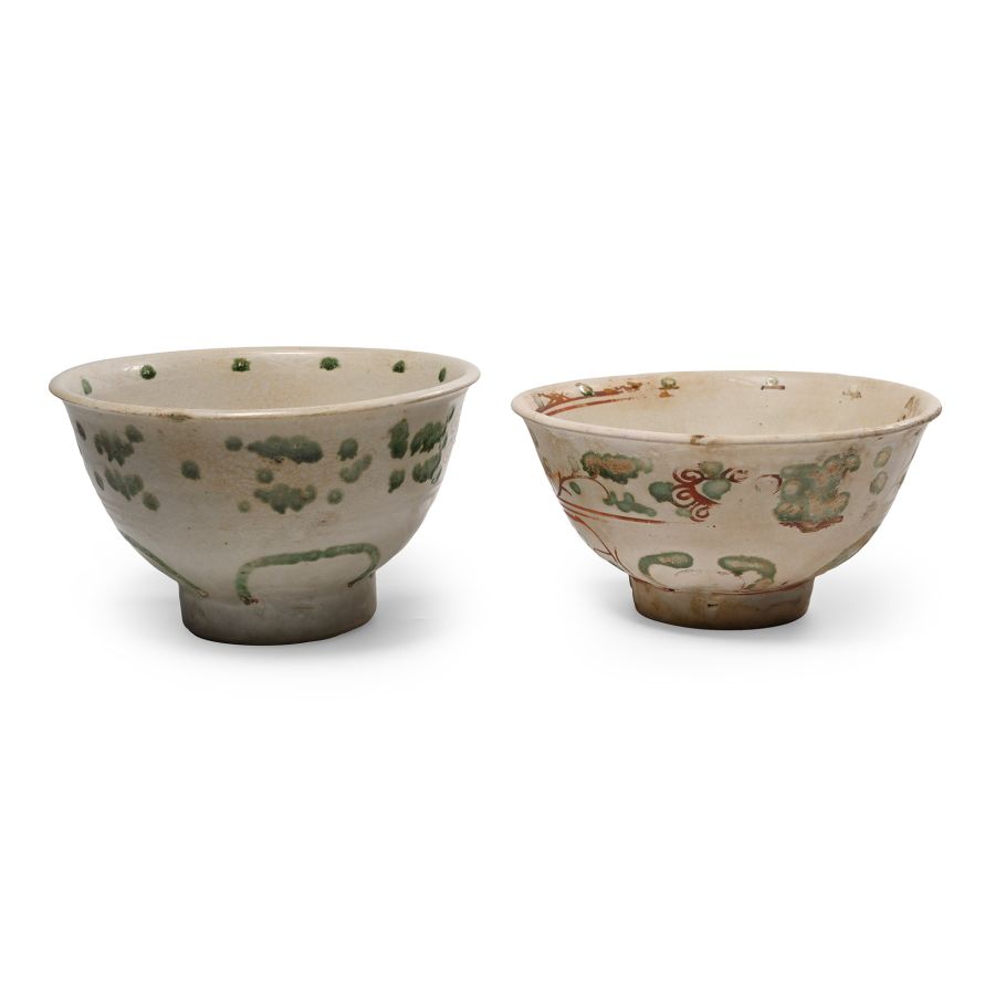 Hoi An Cargo Shipwreck Glazed Polychrome Bowl Pair