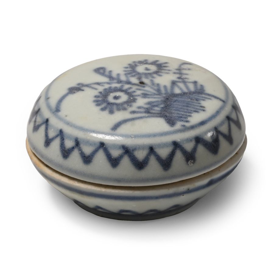 Ca Mau Cargo Shipwreck Glazed Blue and White Lidded Box
