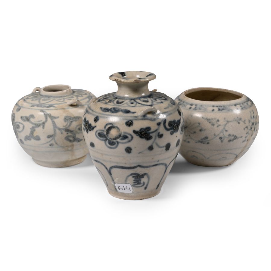 Hoi An Cargo Shipwreck Glazed Blue and White Jar Group