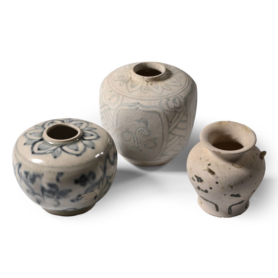 Hoi An Cargo Shipwreck Glazed Blue and White Jar Group