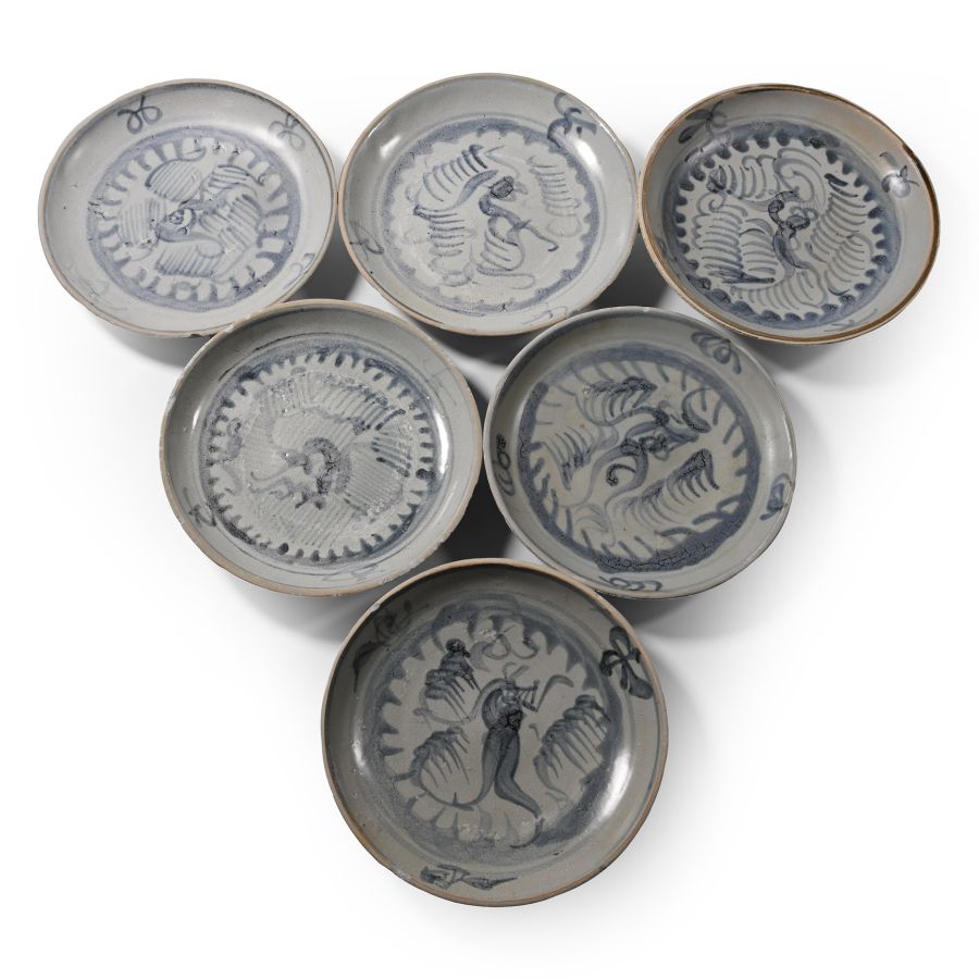Tek Sing Treasure Shipwreck Glazed Blue and White Plate Set
