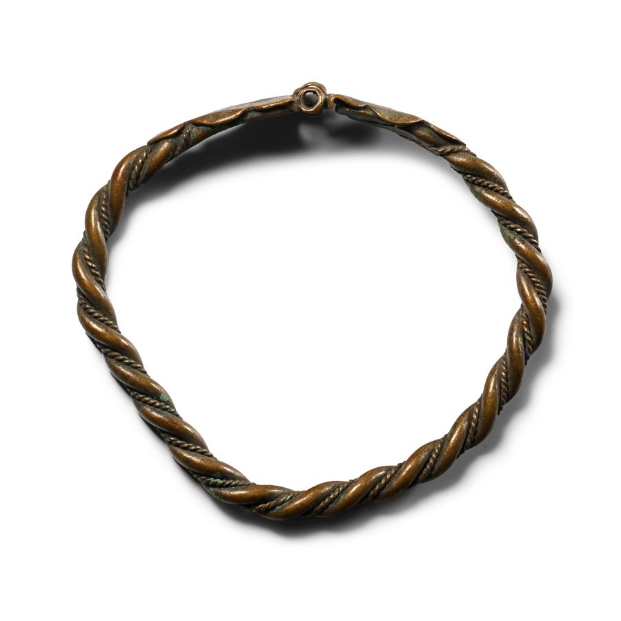 Medieval Bronze Twisted Bracelet with Hinge Closure