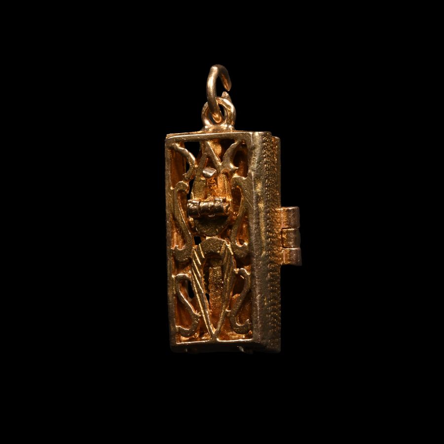 Articulated Skeleton in Gold Closet Memento Mori Pendant Charm