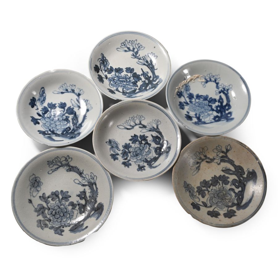 Tek Sing Treasure Shipwreck Glazed Blue and White Plate Set