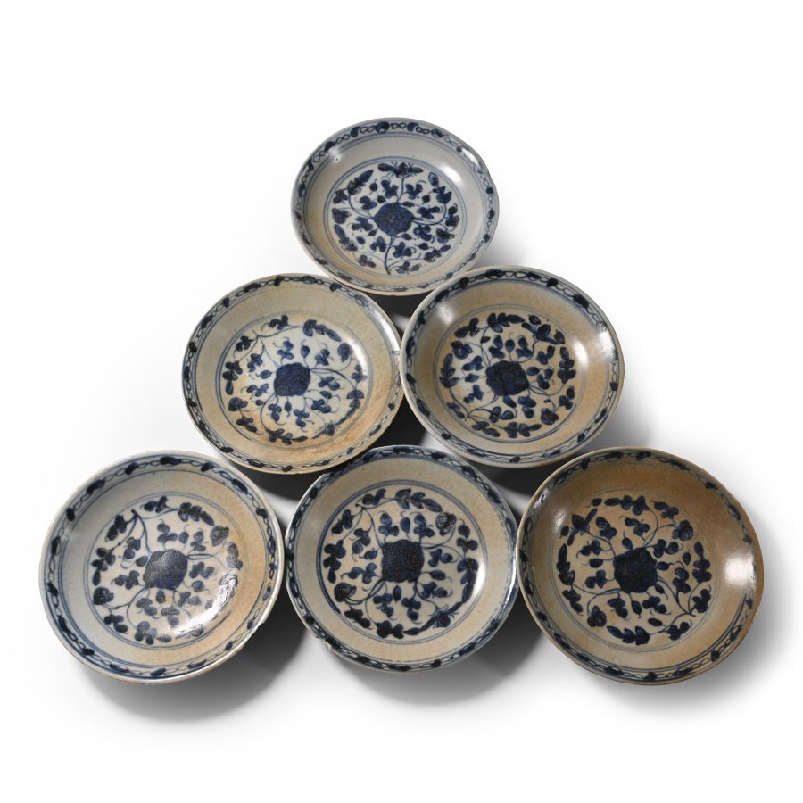 Tek Sing Treasure Shipwreck Glazed Blue and White Plate Set