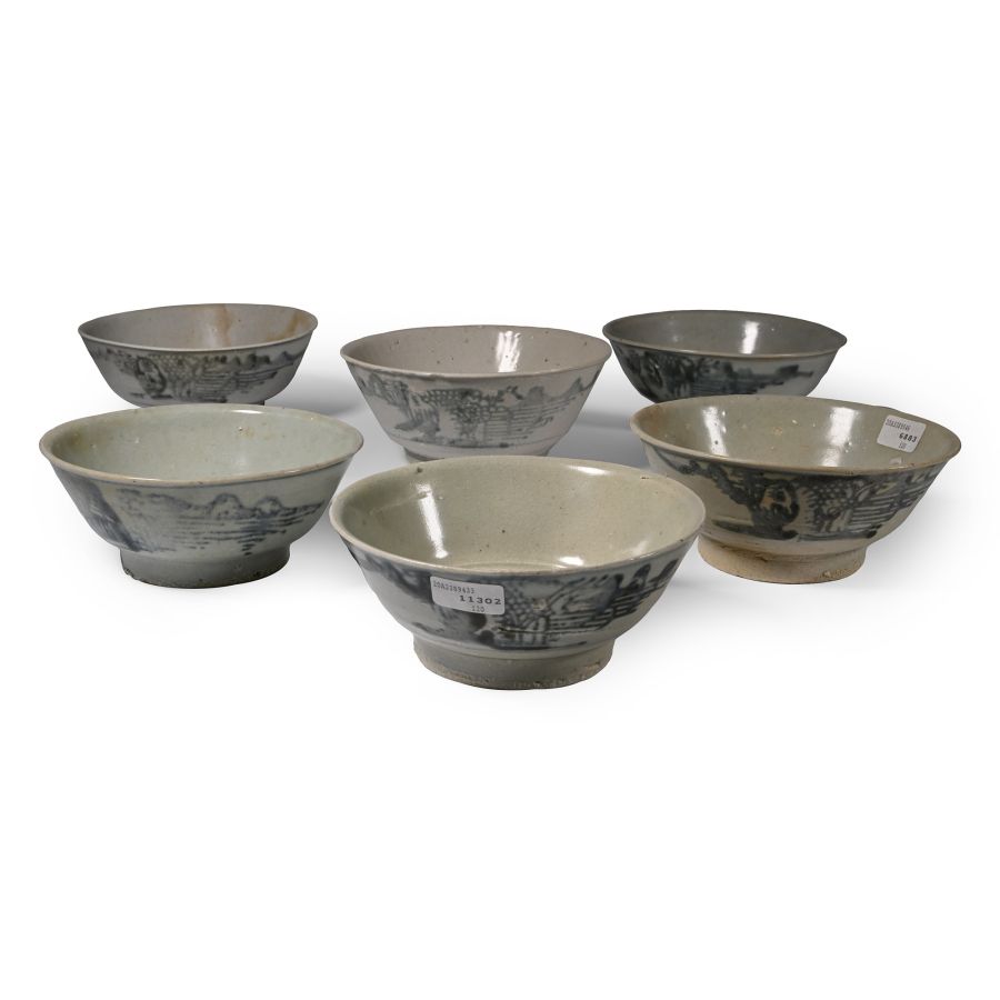 Tek Sing Treasure Shipwreck Glazed Blue and White Bowl Set