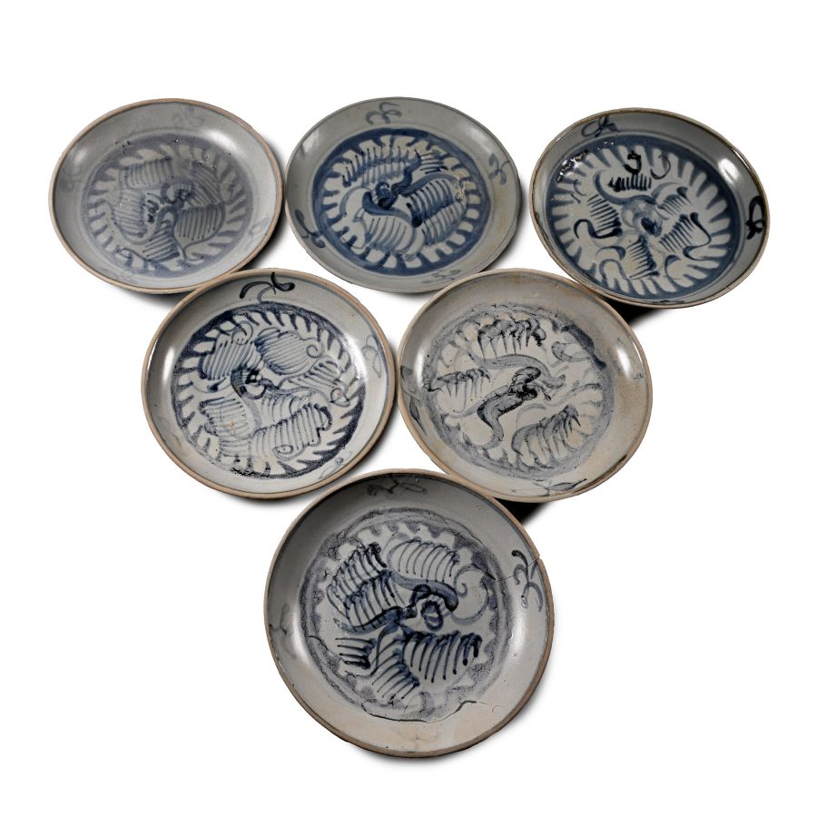 Tek Sing Treasure Shipwreck Glazed Blue and White Plate Set