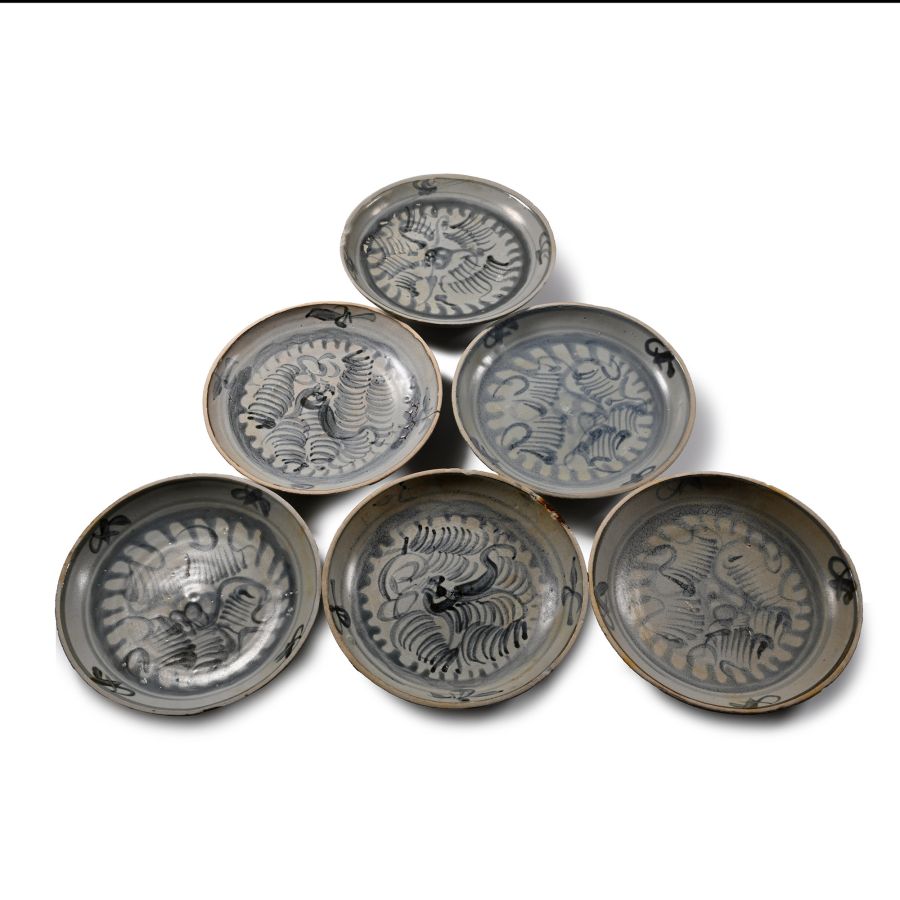 Tek Sing Treasure Shipwreck Glazed Blue and White Plate Set