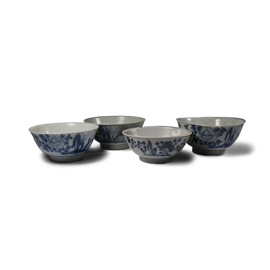 Large Tek Sing Treasure Shipwreck Glazed Blue and White Bowl Group