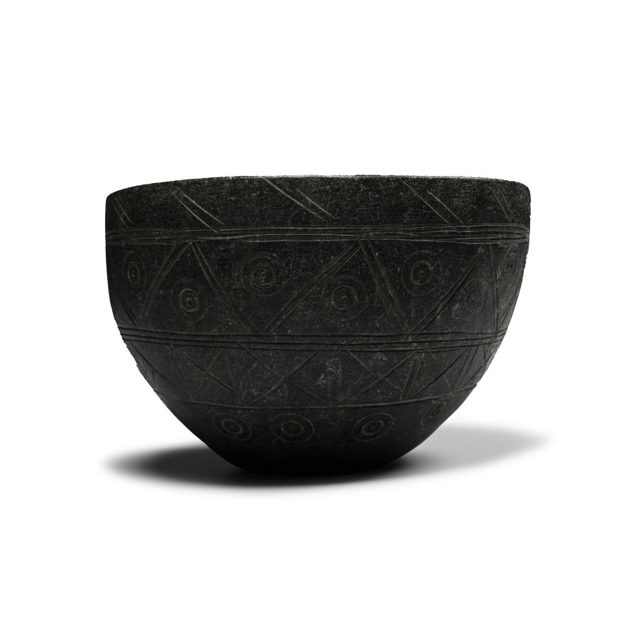 Western Asiatic Decorated Black Stone Bowl
