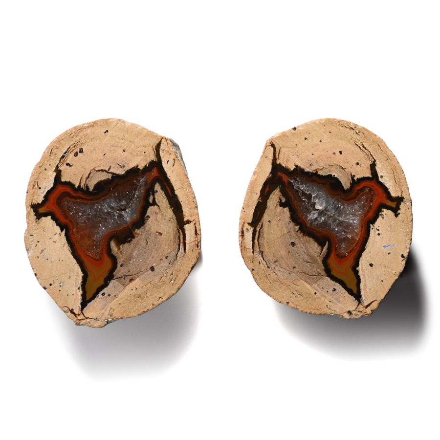 Cut and Polished Australian 'Thunder Egg' Agate Geode Pair
