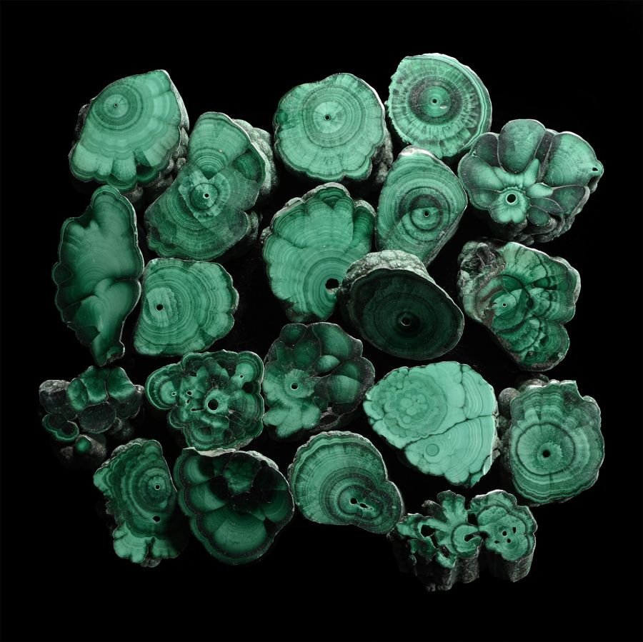 Cut & Polished Malachite Display Piece Group [20]
