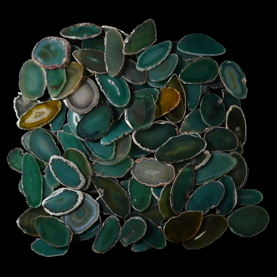 Cut and Polished Green Agate Geode Slice Group [100]