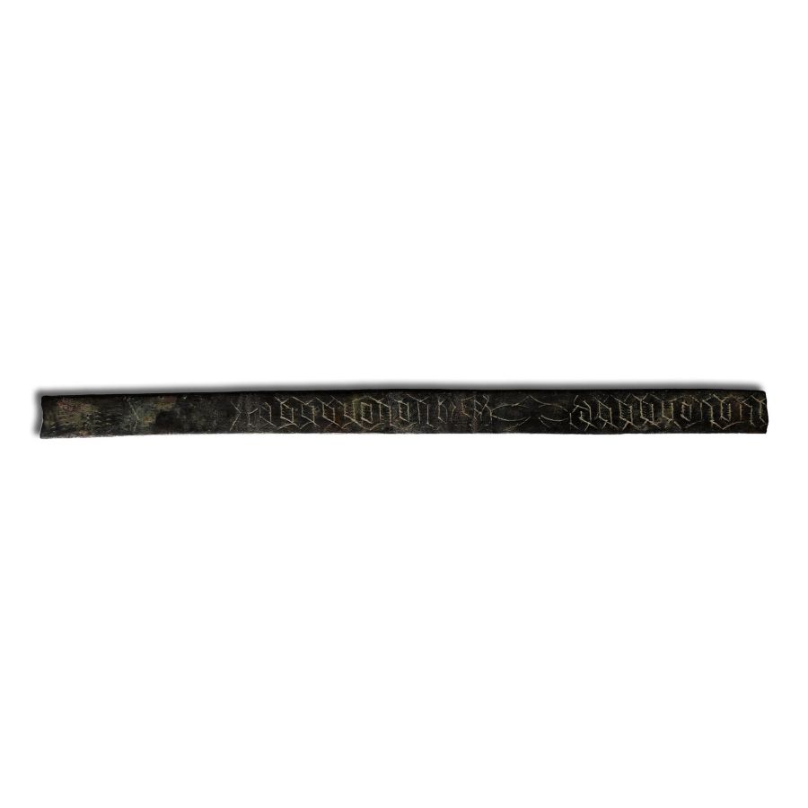 Medieval Bronze Bar with Black Letter Inscription