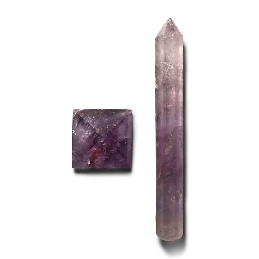 Cut and Polished Amethyst Pyramid and Massager Group [2]