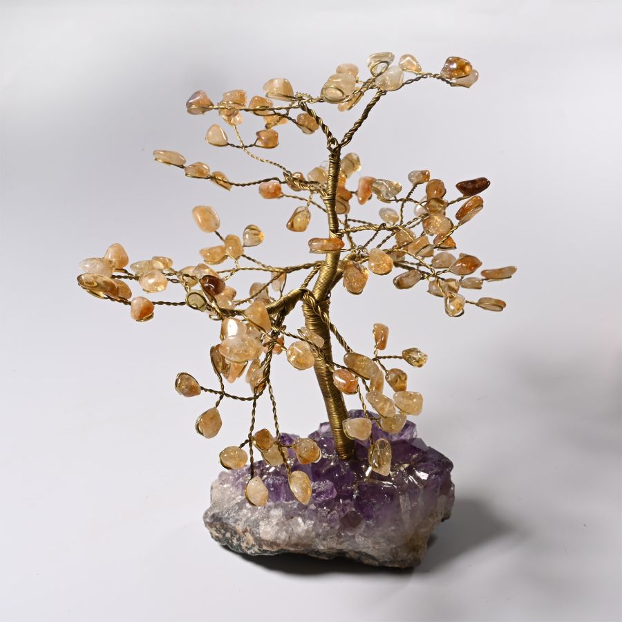 Citrine Crystal Tree on Amethyst Crystal Geode Section