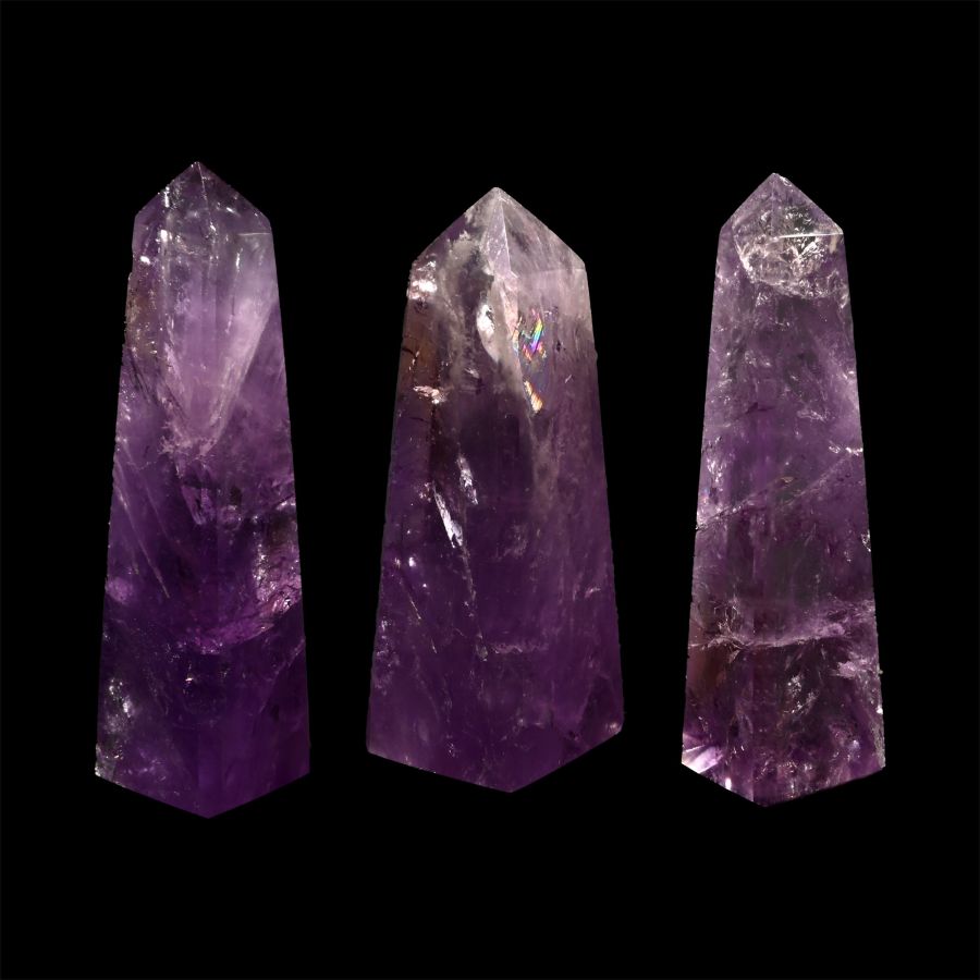 Cut and Polished Amethyst Crystal Obelisk Group [3]
