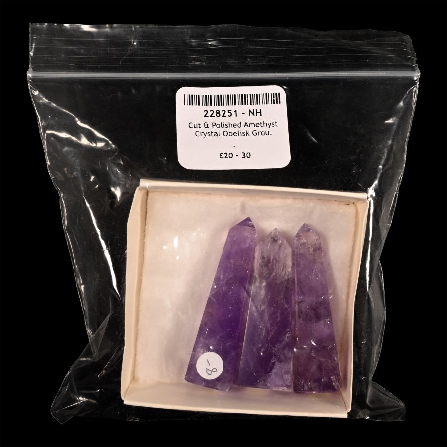 Cut and Polished Amethyst Crystal Obelisk Group [3]