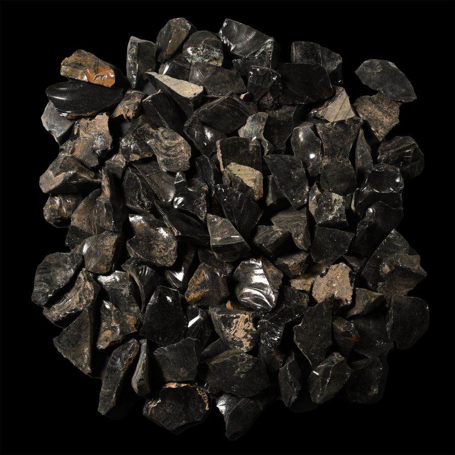 Black Obsidian Volcanic Glass Specimen Group [100]
