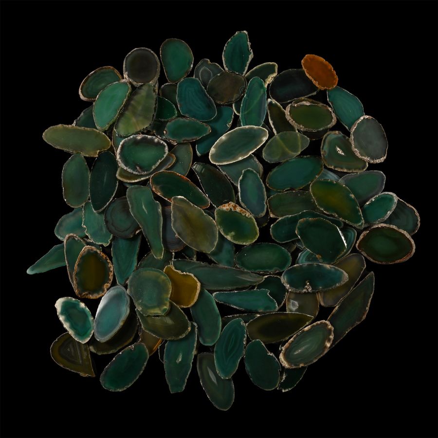 Cut and Polished Green Agate Slice Group [100]