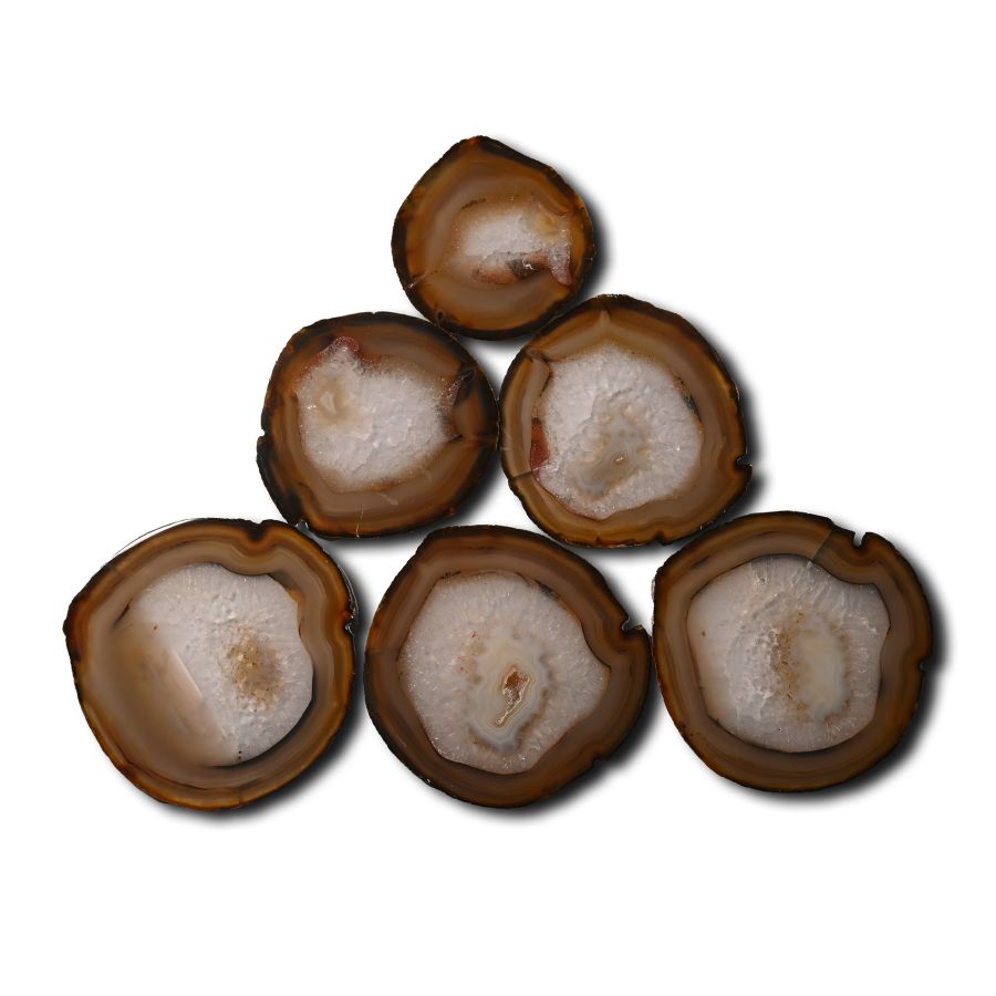 Cut and Polished Felt-Backed Agate Geode Coaster Set [6]