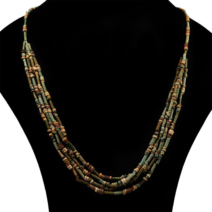 Egyptian Multi-Stranded Mummy Bead Necklace