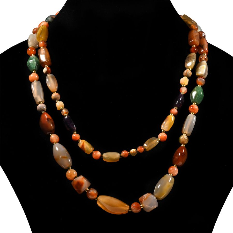 Mixed Polished Agate Bead Necklace