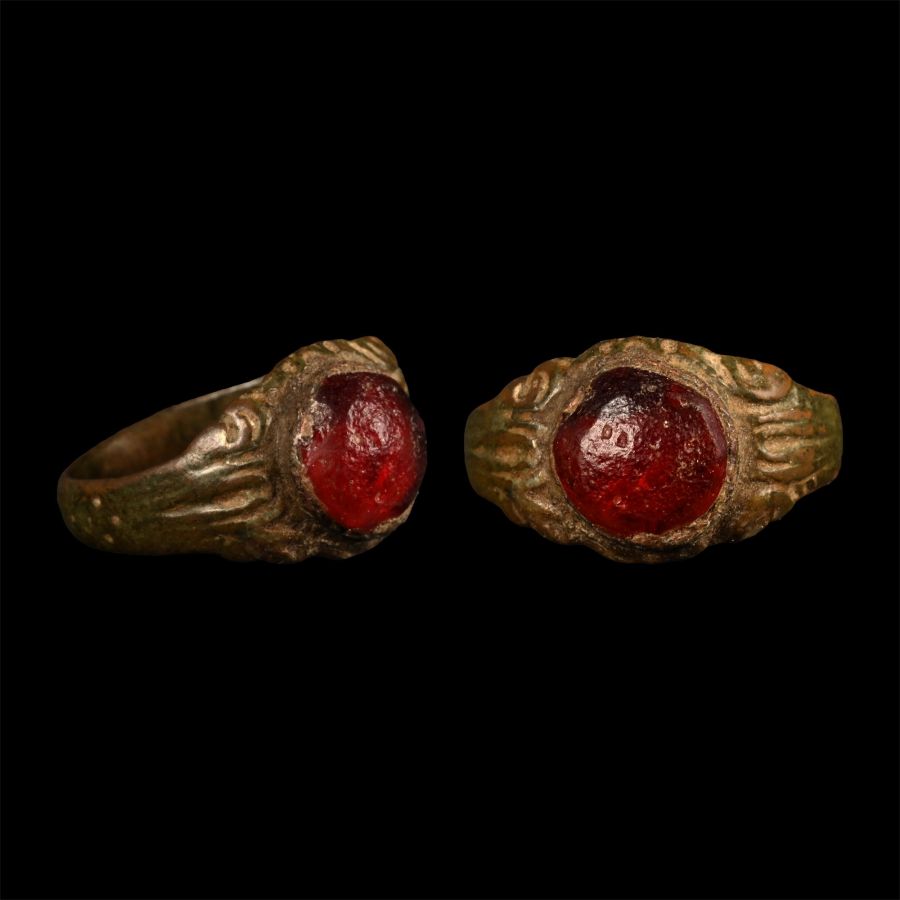 Medieval Bronze Ring with Cabochon