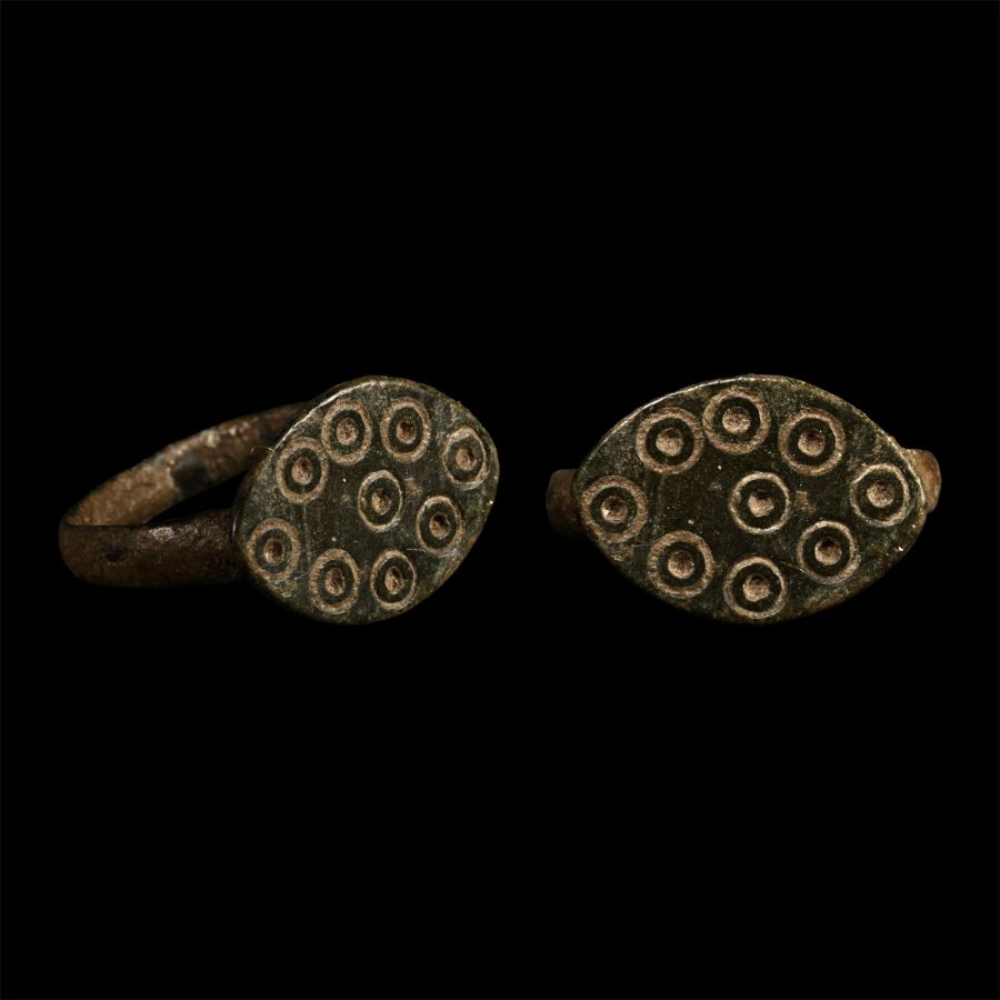 Medieval Bronze Ring with Ring-and-Dot Motifs
