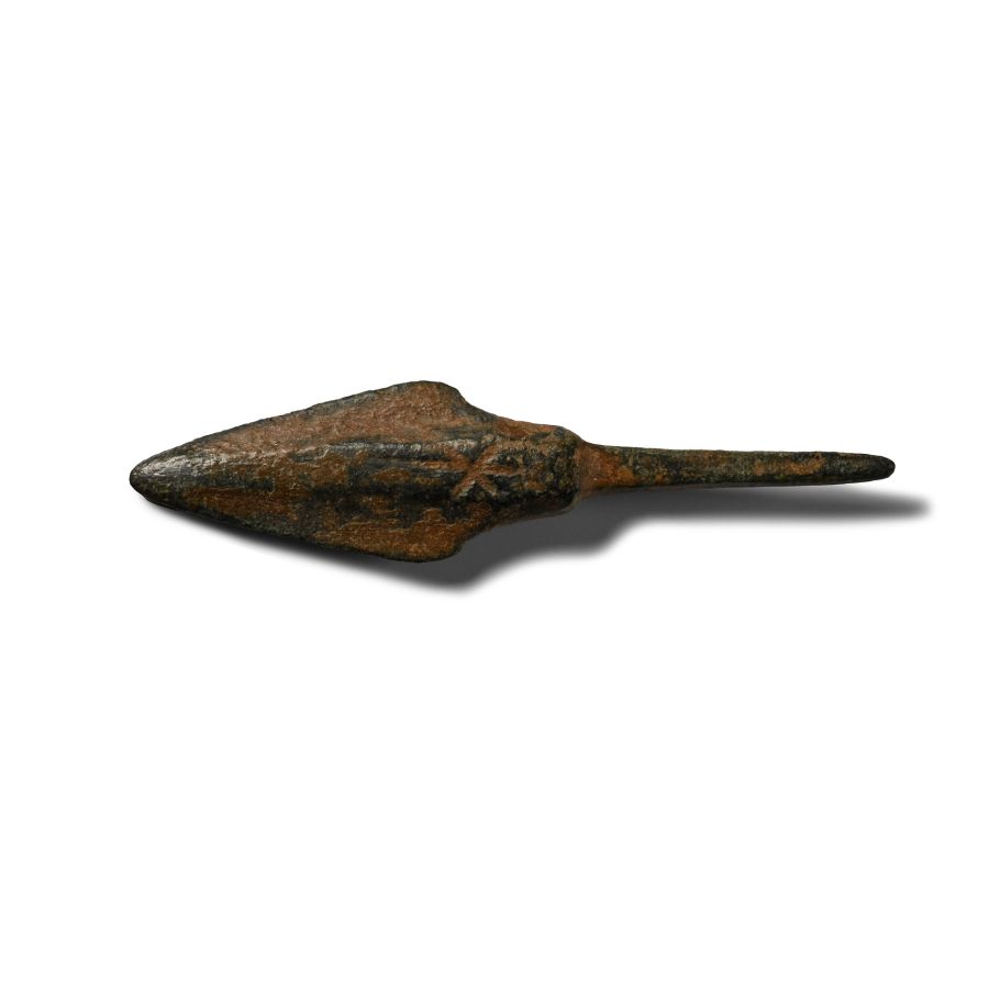 Roman Period Bronze Arrowhead with 'X' Maker's Mark