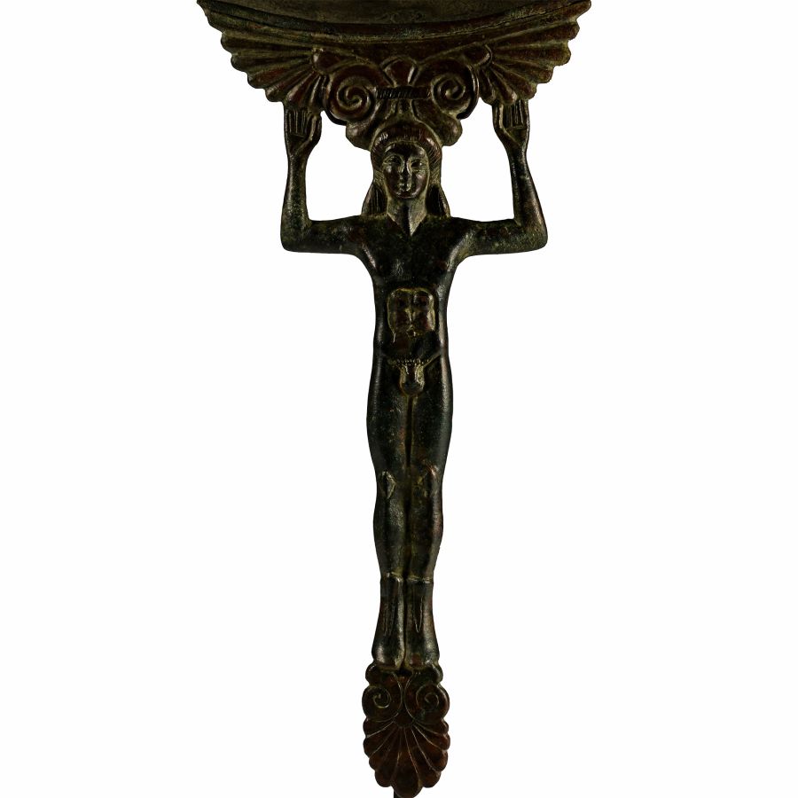Archaic Greek Bronze Patera with Kouros Handle