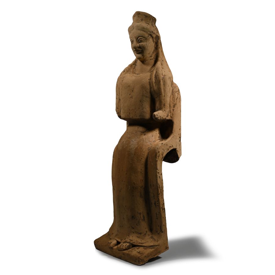 Massive Archaic Greek Terracotta Statuette of a Seated Goddess Demeter