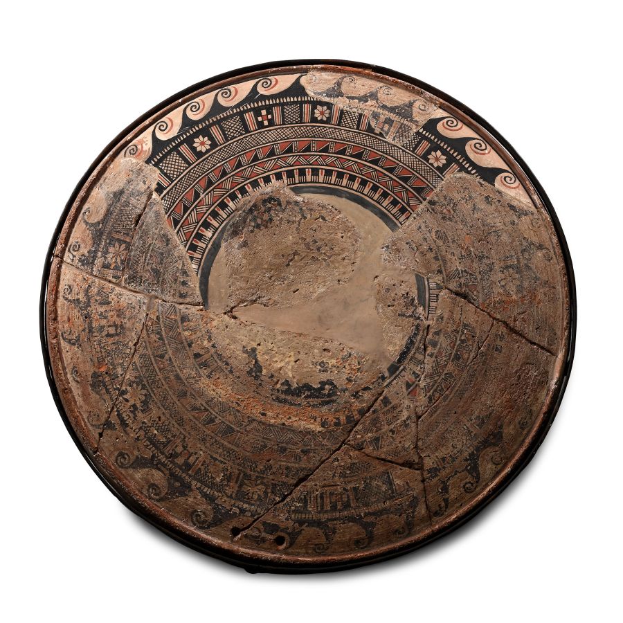Very Large Cypriot Terracotta Bichrome Ware Plate