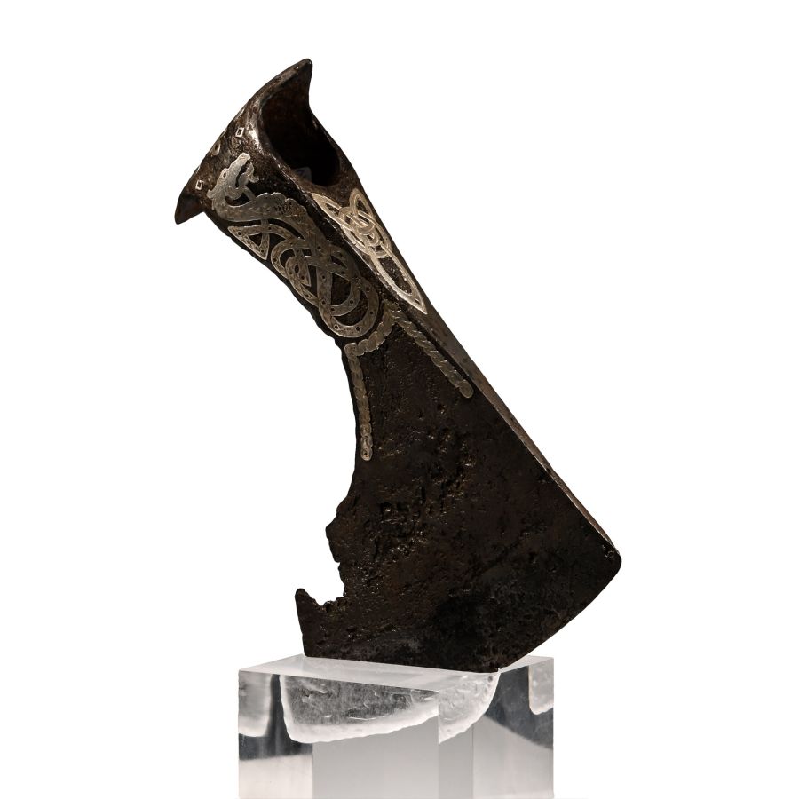 Viking Battle Axe Head with Silver Inlays