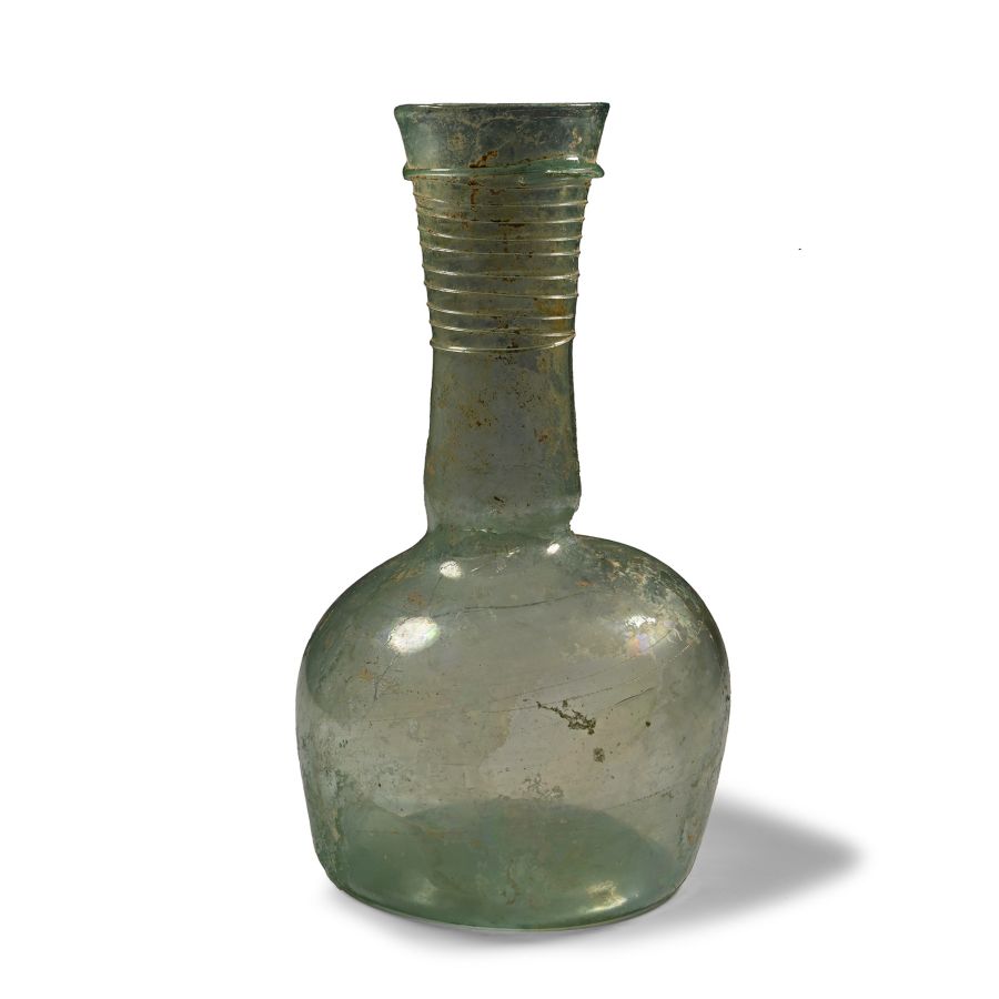 Large Roman Green Glass Bottle