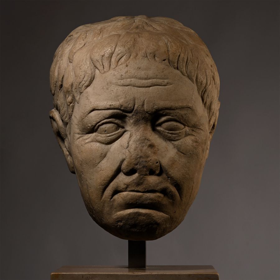 Life-Size Roman Republican Marble Portrait Head of a Man