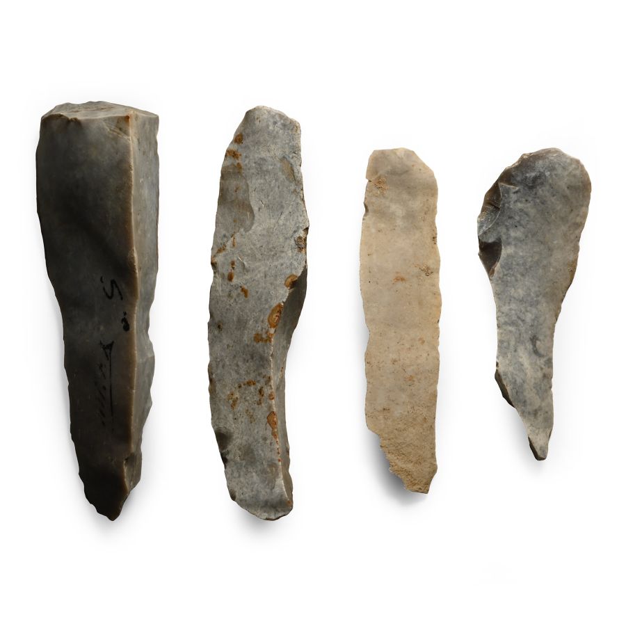 Stone Age Long Flint Knife Blade Group from Spiennes