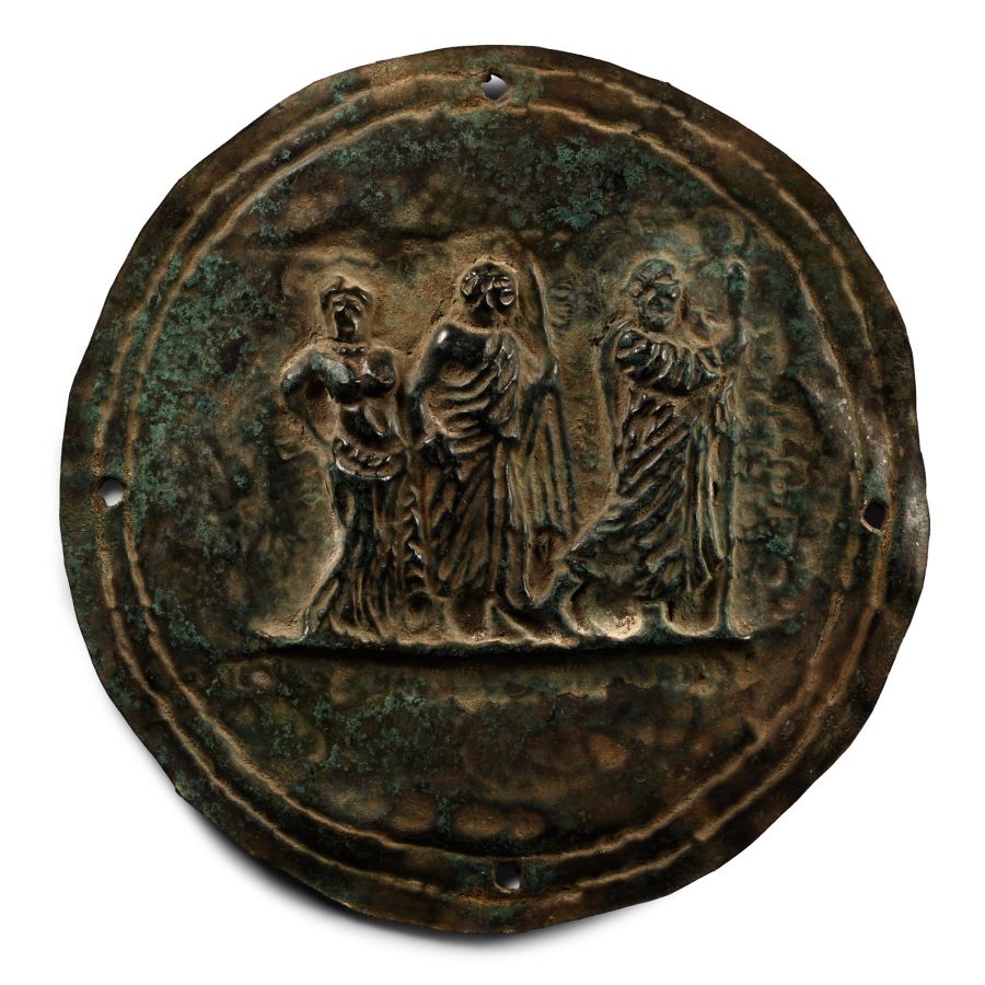 Roman Bronze Phalera with Figures